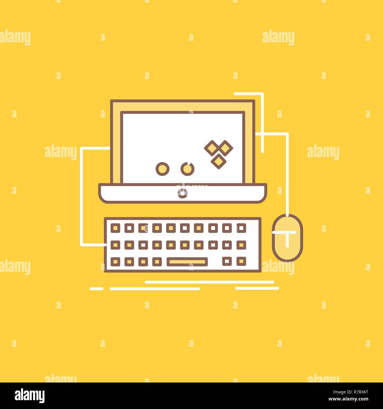 Cart, online, shop, store, game Flat Line Filled Icon. Beautiful Logo  button over yellow background for UI and UX, website or mobile application  Stock Vector Image & Art - Alamy