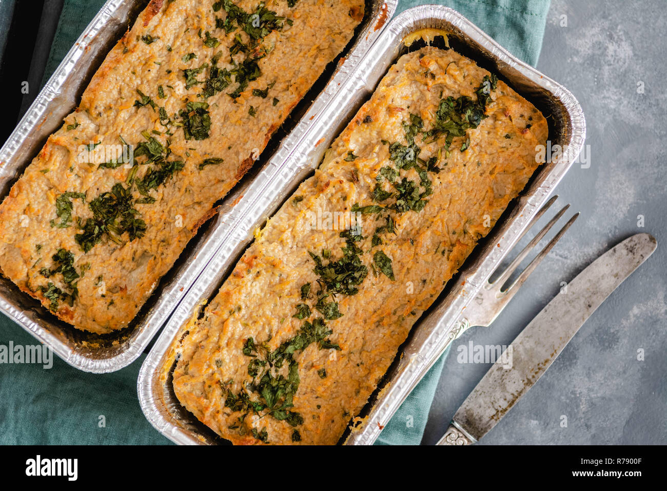 Homemade baked chicken liver pate. Top viewHomemade baked chicken liver