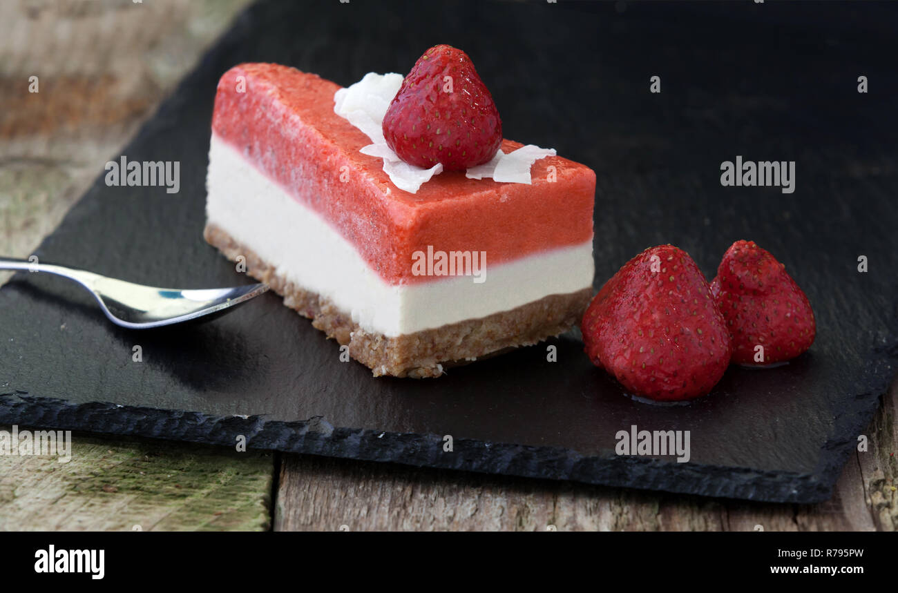 Raw vegan cake strawberries slice hi-res stock photography and images ...