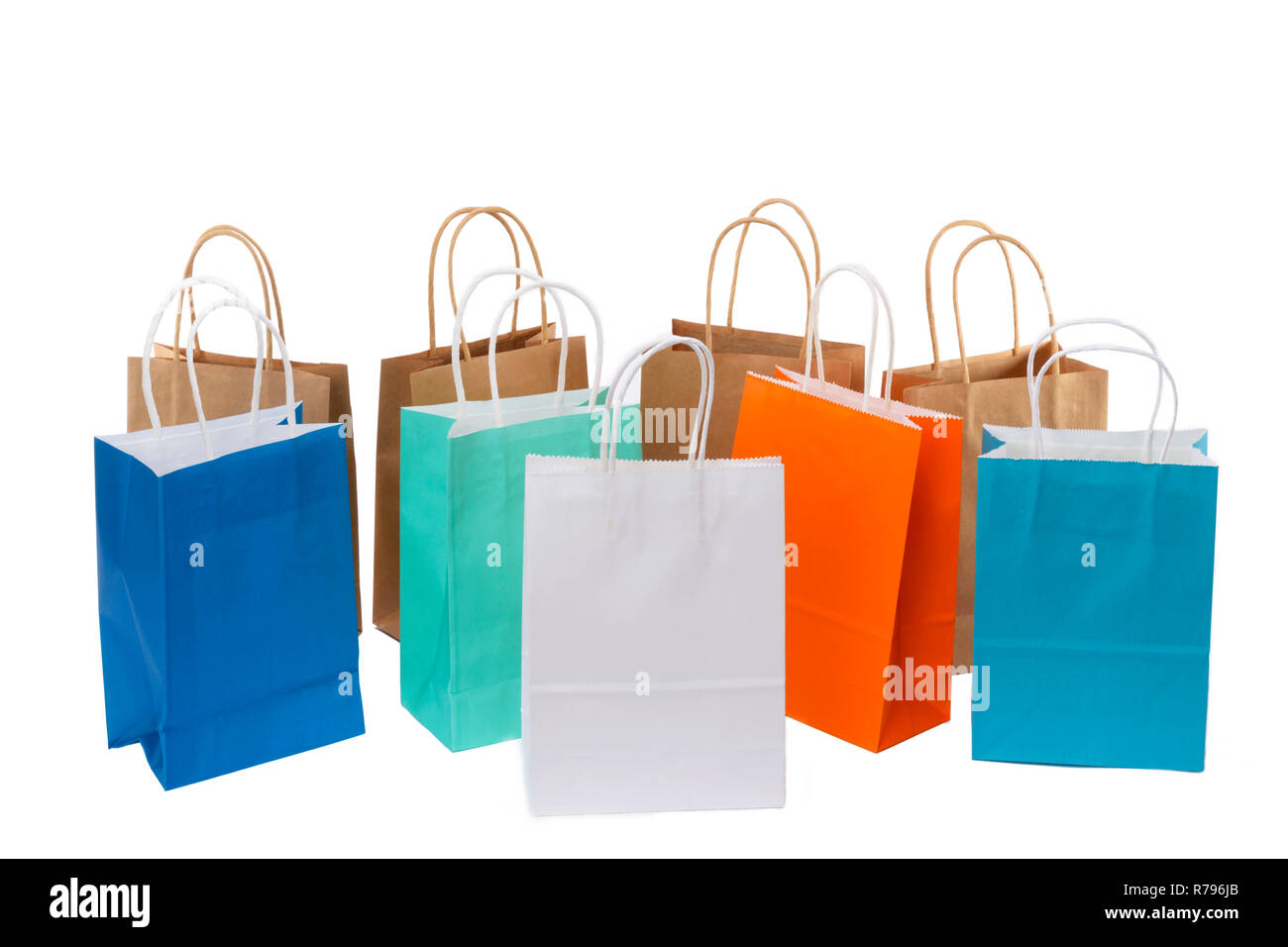 paper shopping bags on white background Stock Photo Alamy