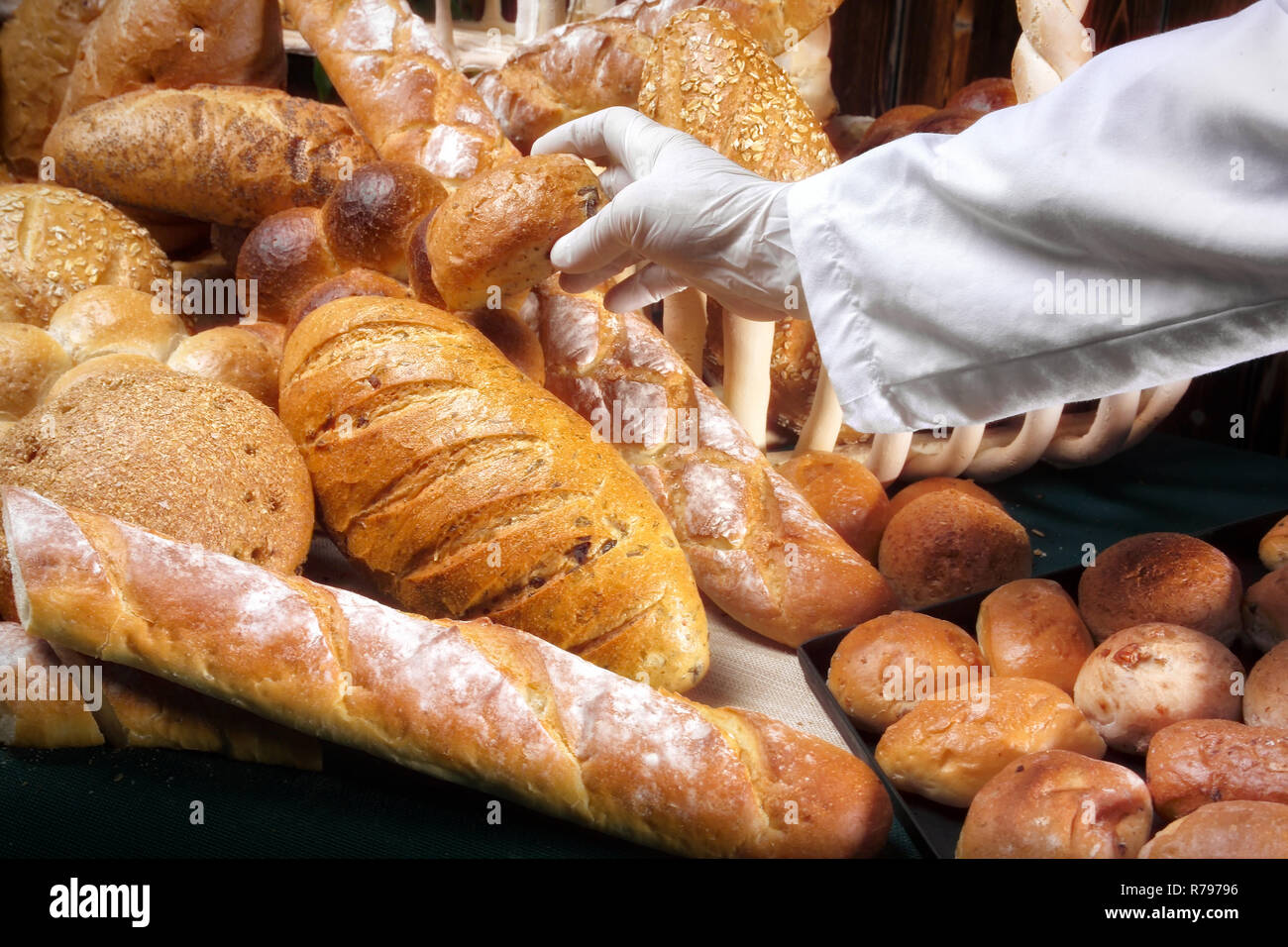 variety of breads and chief Stock Photo