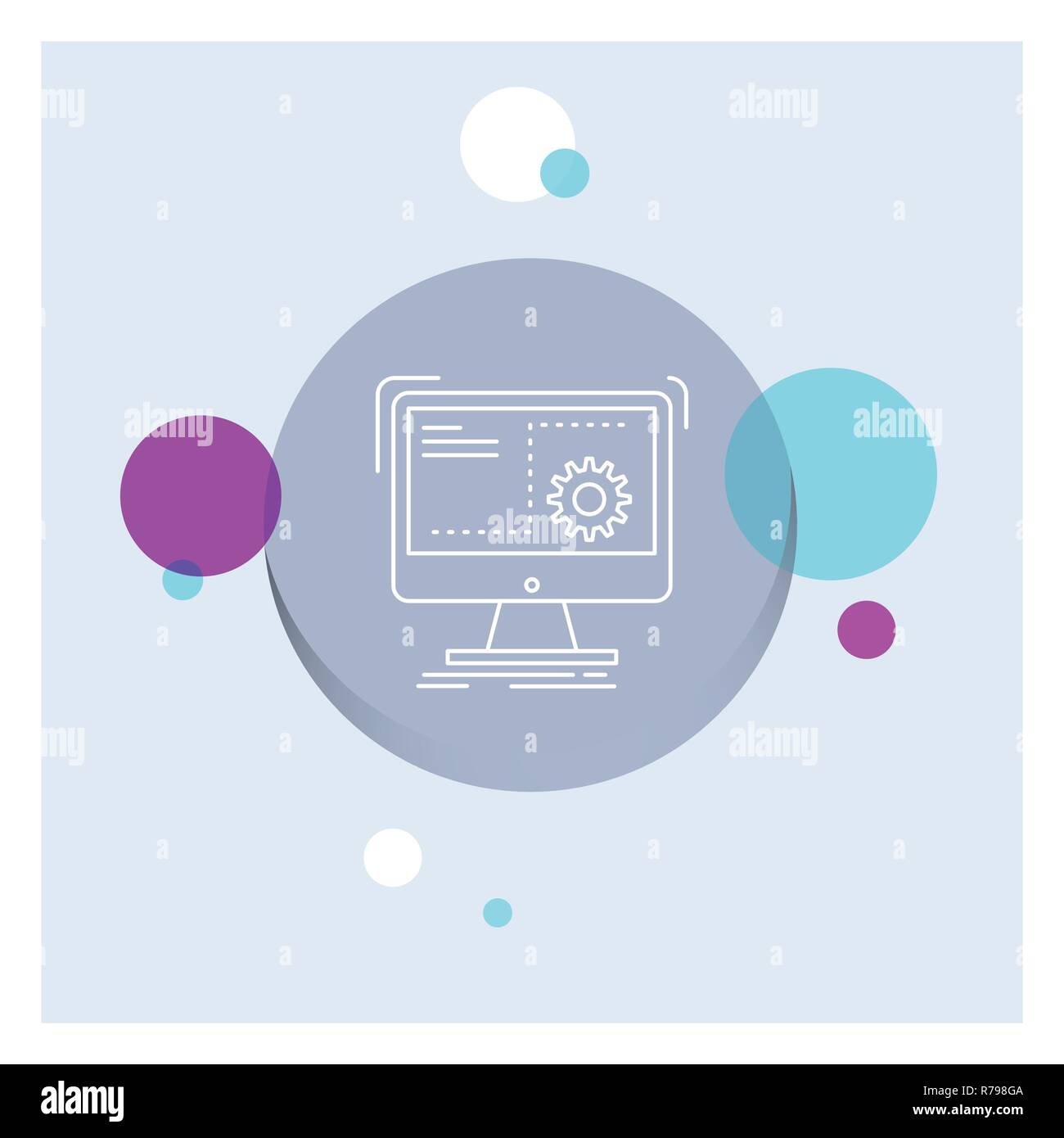 Command, computer, function, process, progress White Line Icon colorful ...