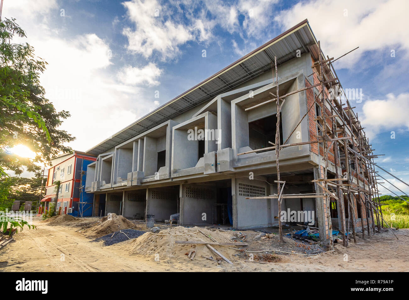 two storey houses are under construction in Thailand, modern house design  Stock Photo - Alamy