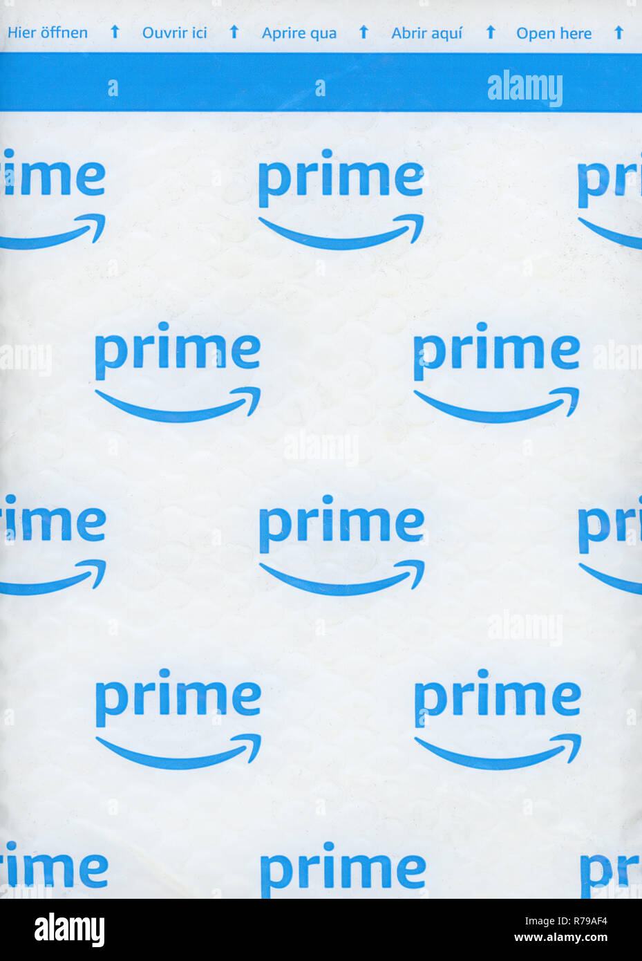 Seattle Usa Circa December 18 Amazon Prime Logo On A Packet Members Of Prime Receive Benefits Which Include Free Fast Shipping For Eligible Pur Stock Photo Alamy