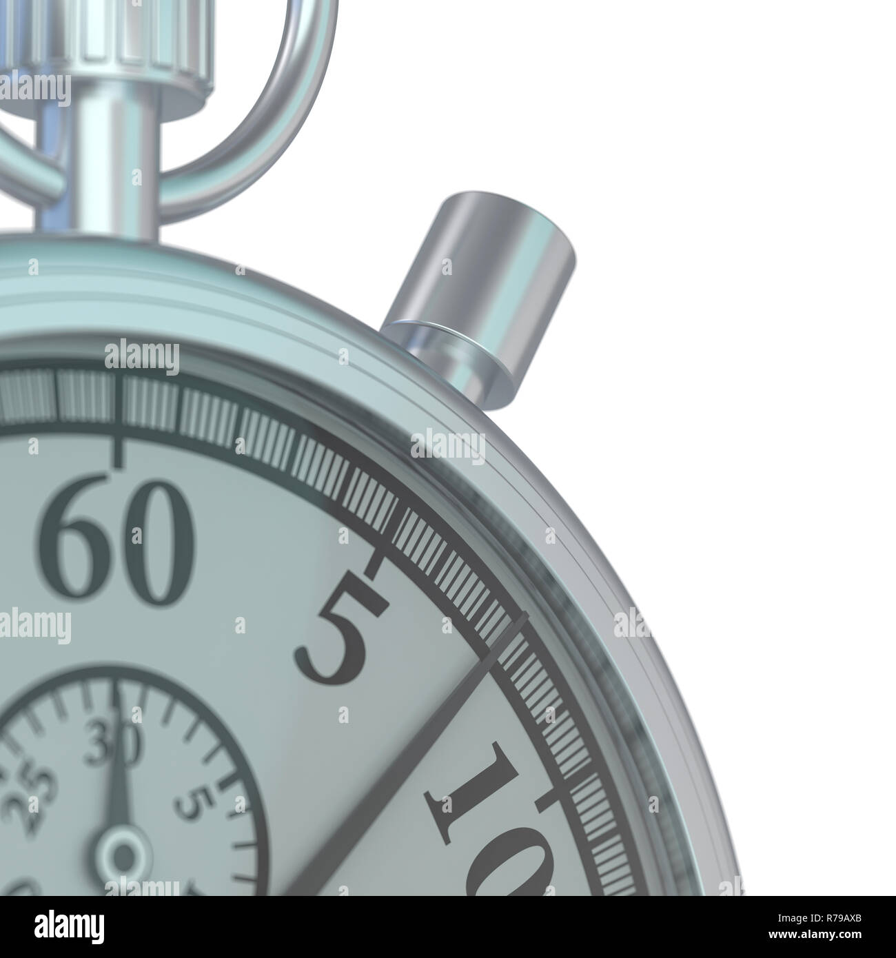 Analogue metal stopwatch on the white background. 3D rendering Stock ...