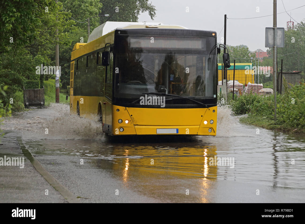Bus in Floods Stock Photo - Alamy