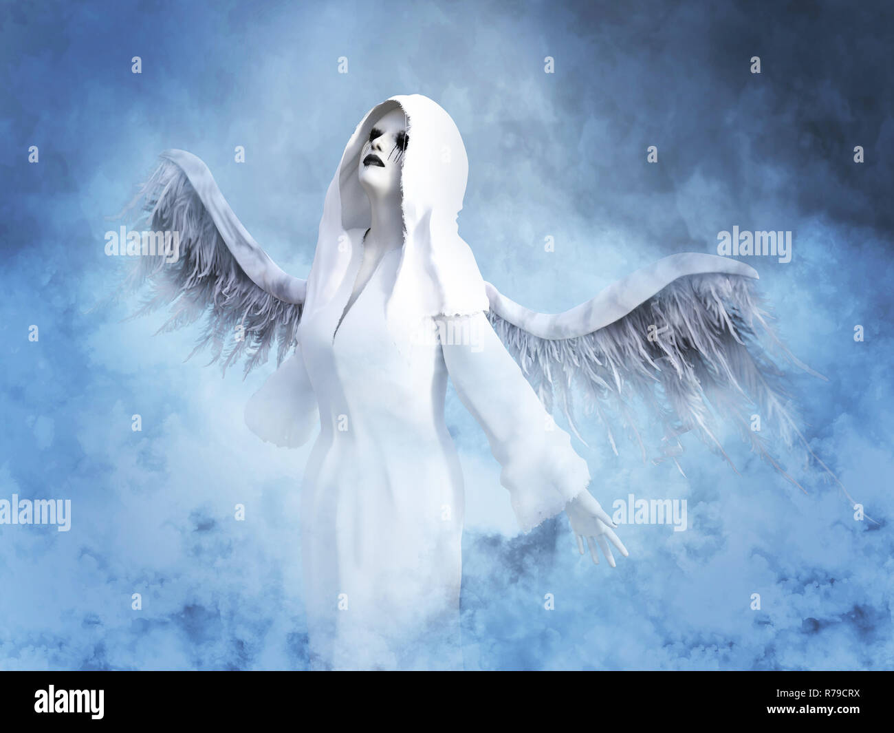 3D rendering of a white angel in heaven Stock Photo - Alamy