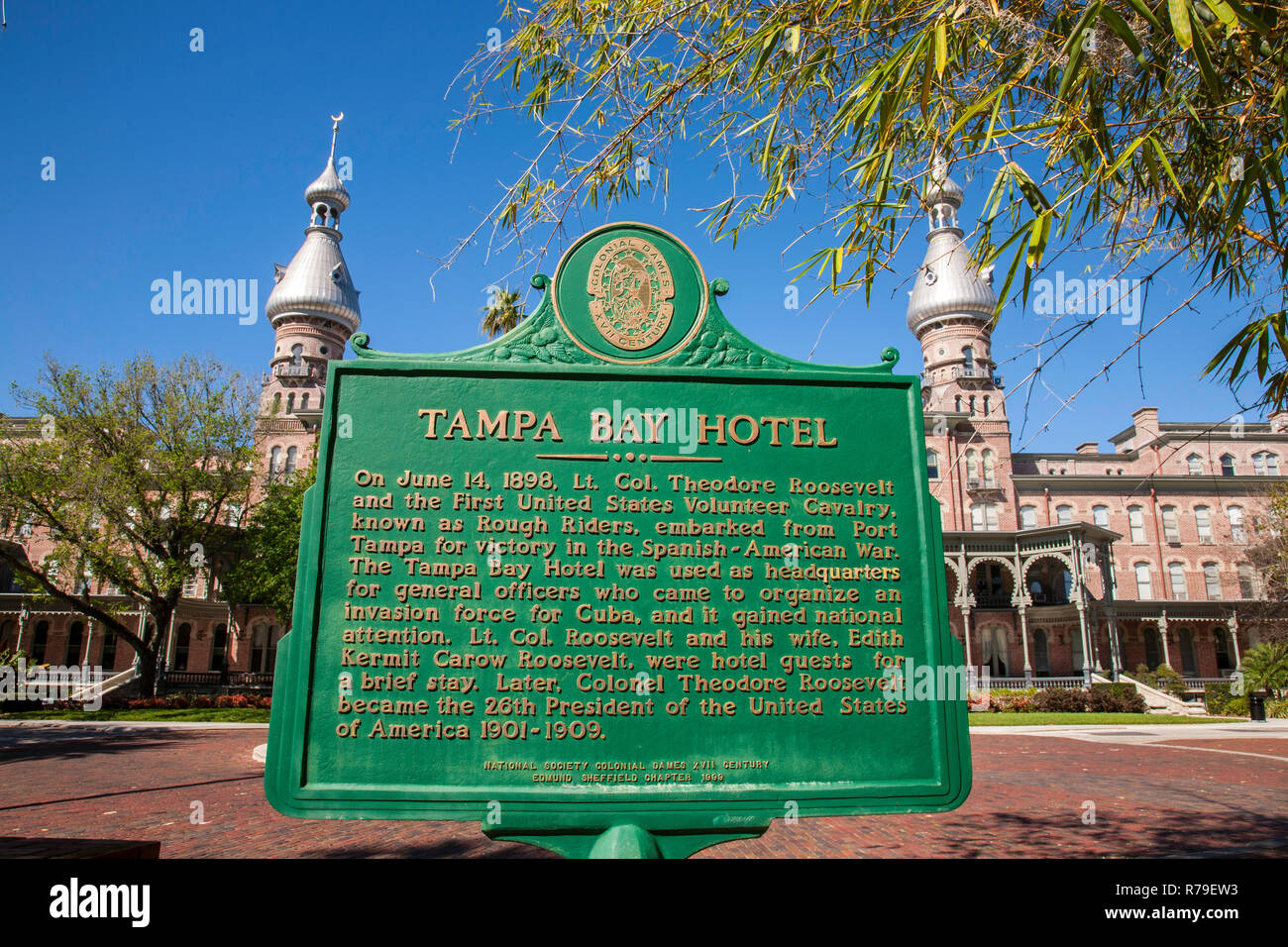Historical Marker, University of Tampa, Tampa, FL, USA Stock Photo