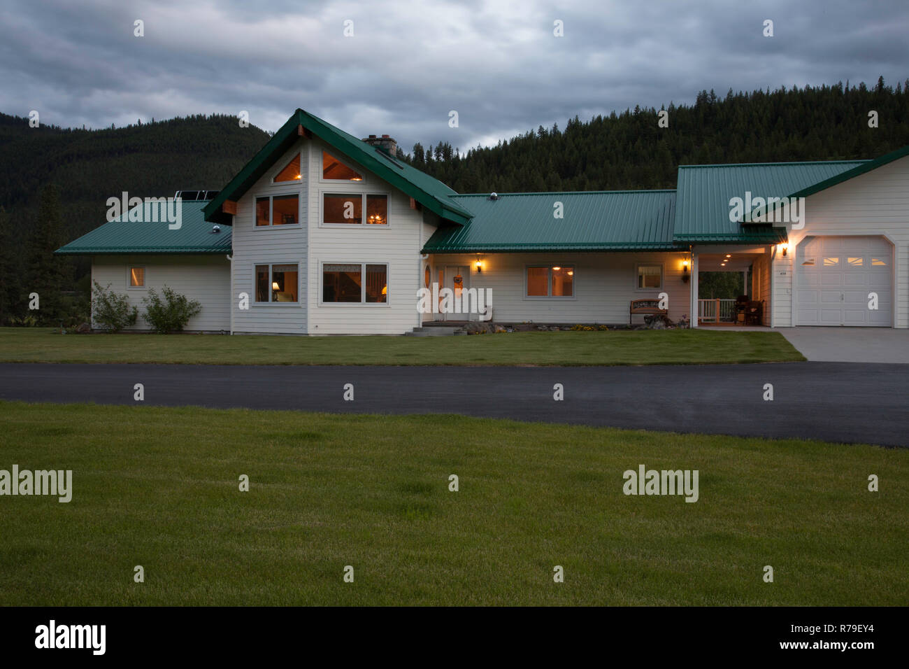 Luxury sprawling house on a ranch in Montana, USA Stock Photo