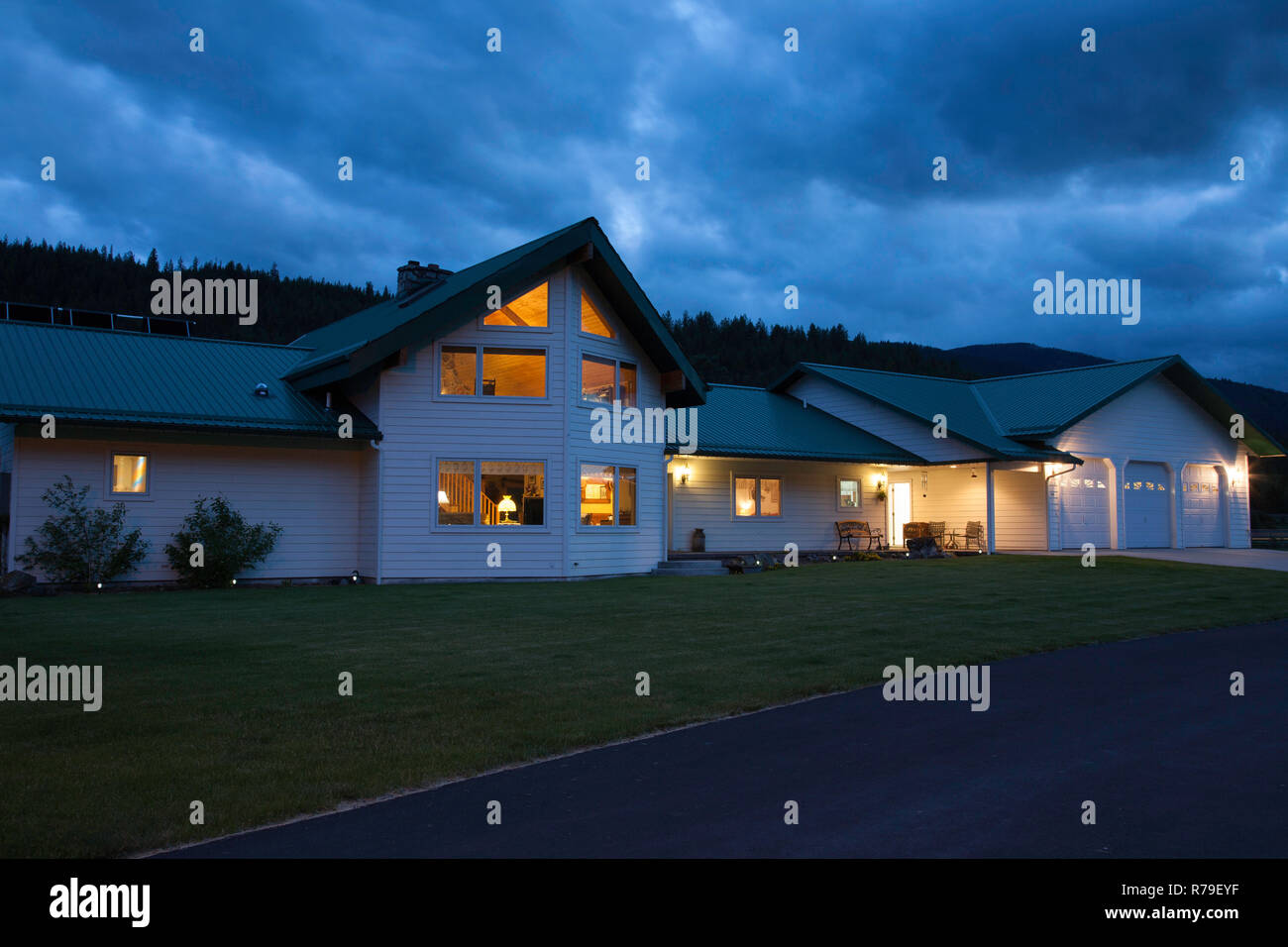 Luxury sprawling house on a ranch in Montana, USA Stock Photo