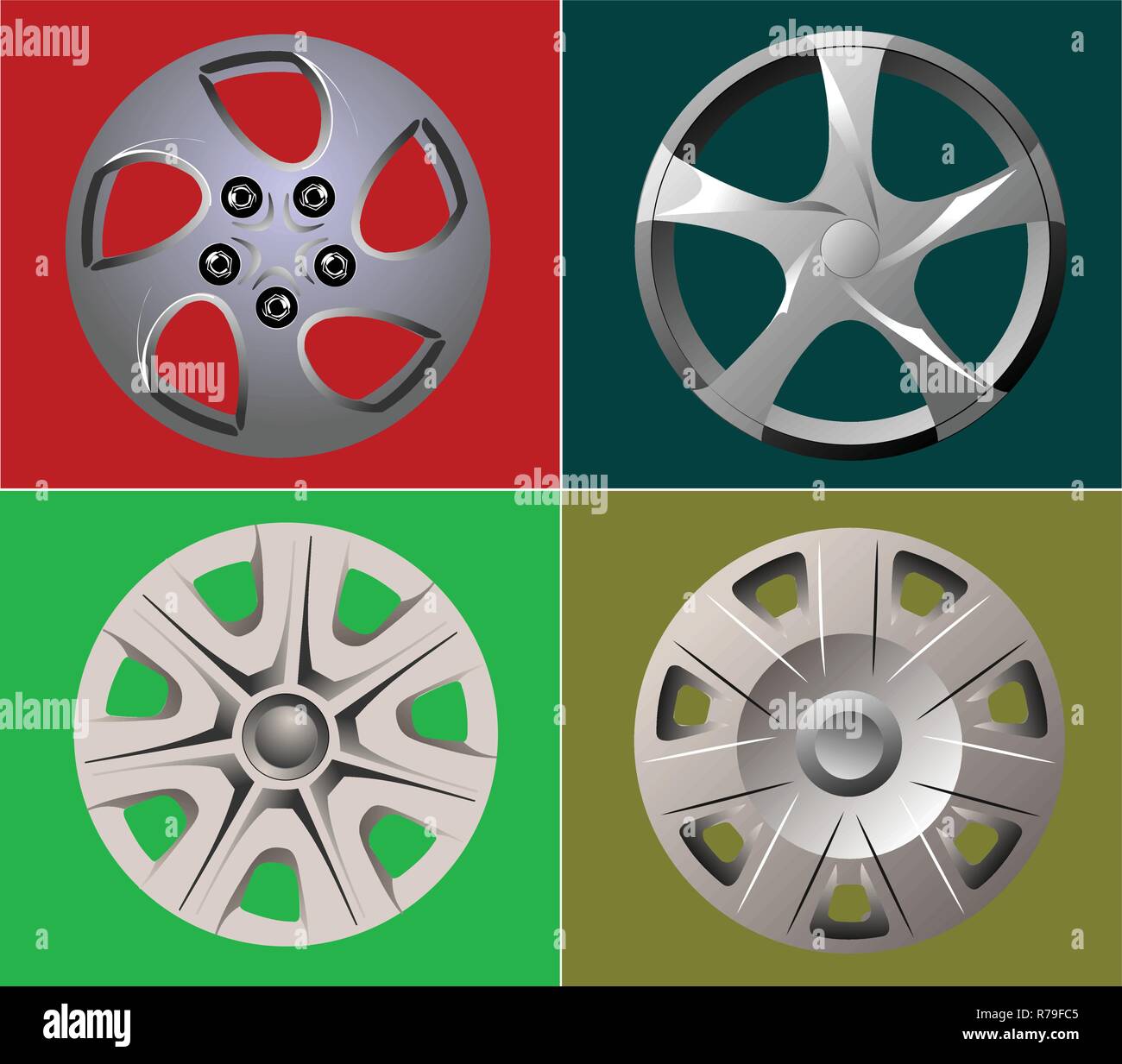 Decorative Car Wheel Covers Plate Vector Illustration Stock