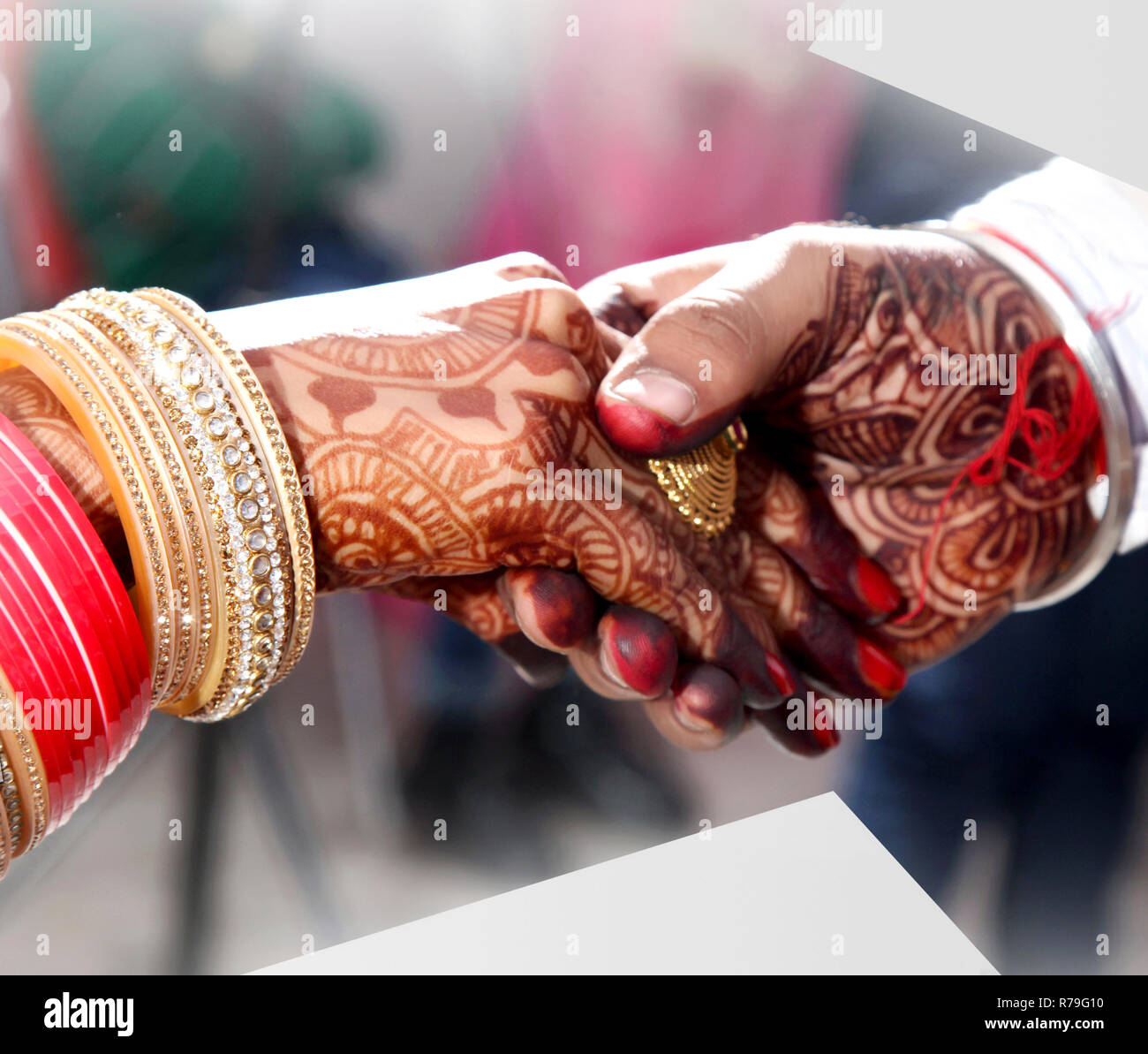 Bride & Groom Hand' Together in Indian Wedding Stock Photo - Alamy