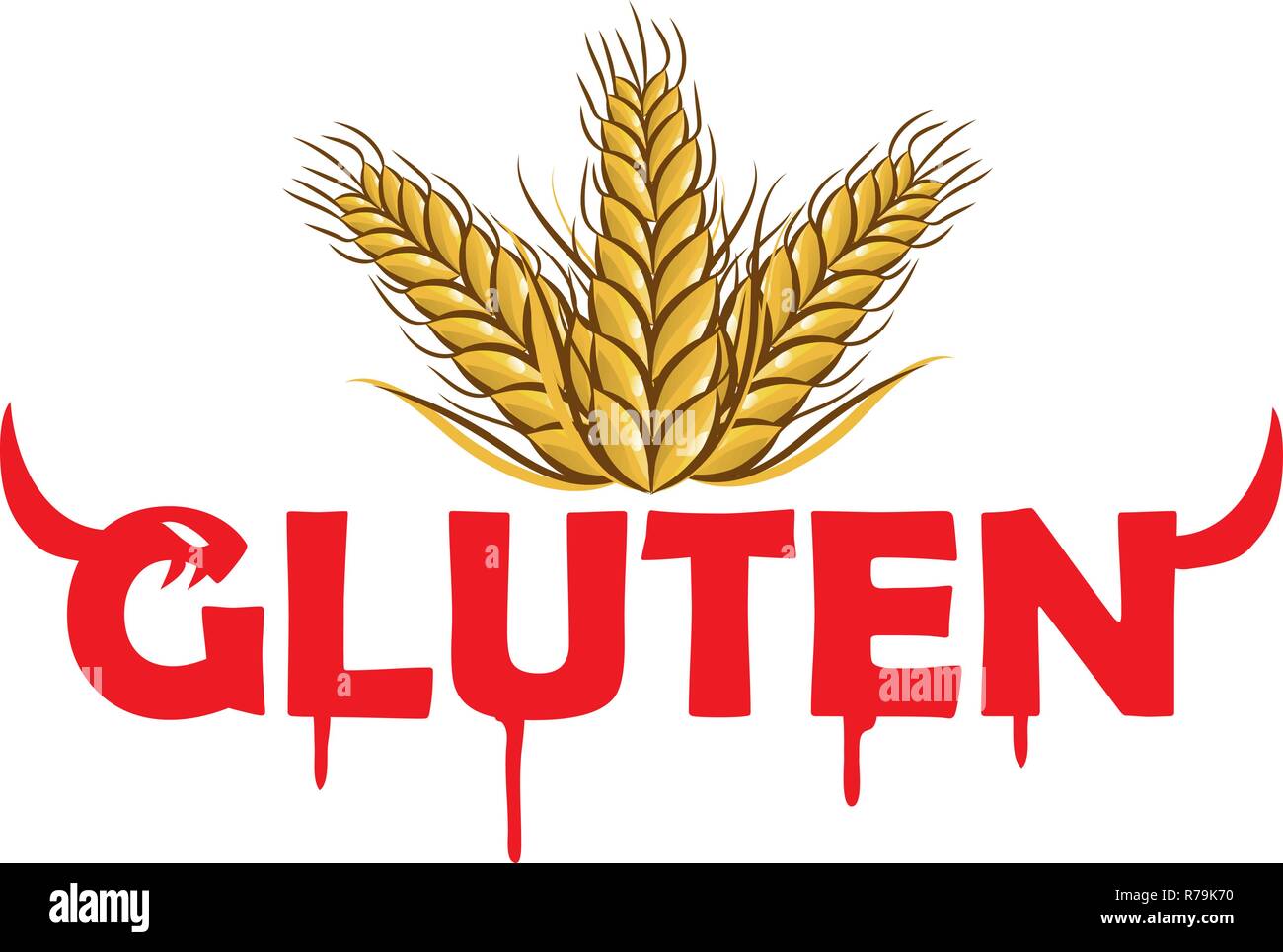 gluten devil symbol on grain background Stock Vector