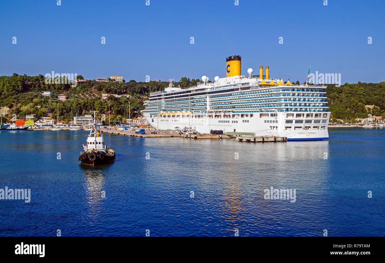 Costa Cruises cruise liner Costa Luminosa moored in port of Katakolon Greece Europe Stock Photo