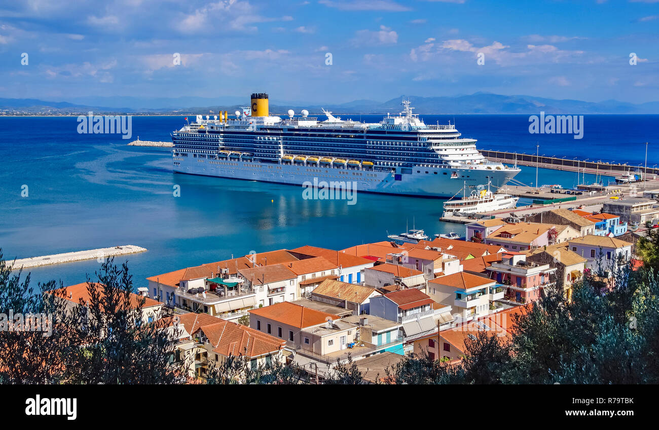 Costa Cruises cruise liner Costa Luminosa moored in port of Katakolon Greece Europe Stock Photo