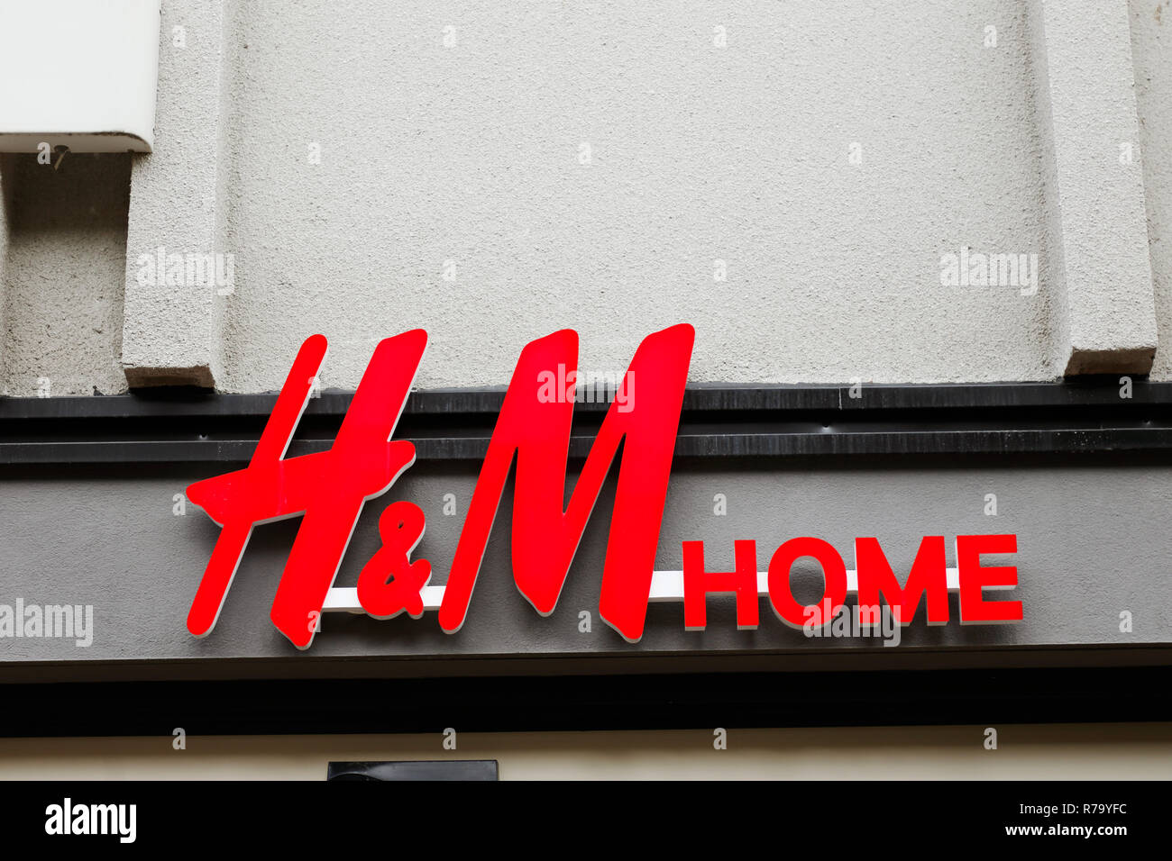 Vaxjo, Sweden - June 26, 2018: H&M Home store logo view from street in Vaxjo. Stock Photo