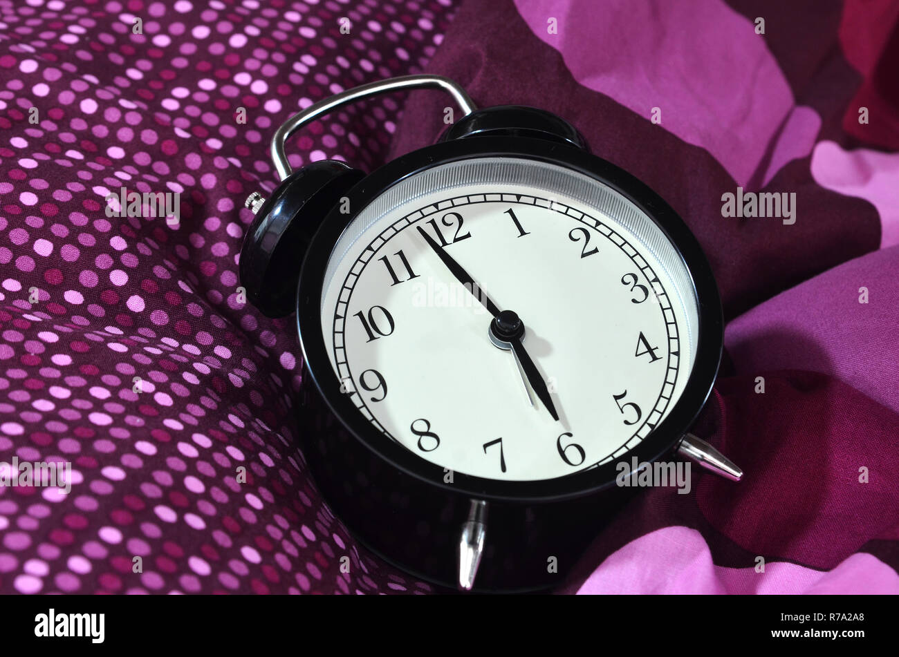 Retro alarm clock in the morning Stock Photo Alamy