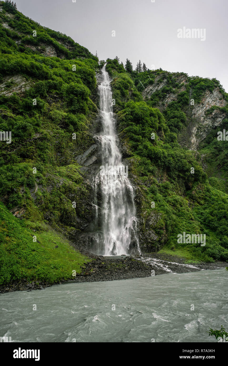 Horse Tail falls under the rain near Valdez, Alaska Stock Photo - Alamy