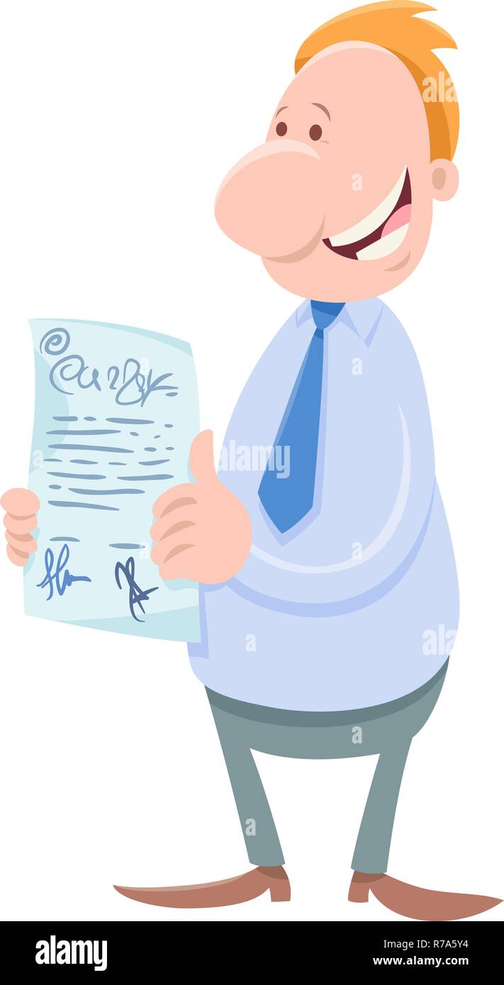 Businessman with contract cartoon Stock Vector Images - Alamy