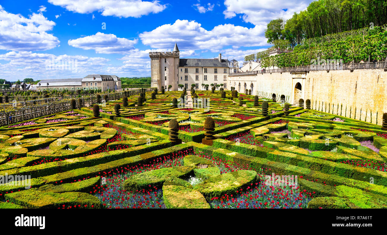 Beautiful Villandry old castle,Loire valley,France. Stock Photo