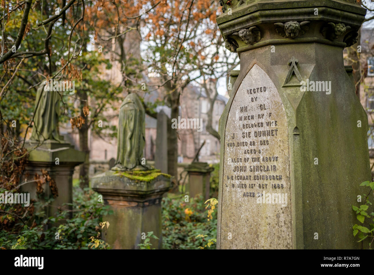 Gravestones in the neglected looking Dalry Cemetery, Edinburgh, Scotland Stock Photo Alamy
