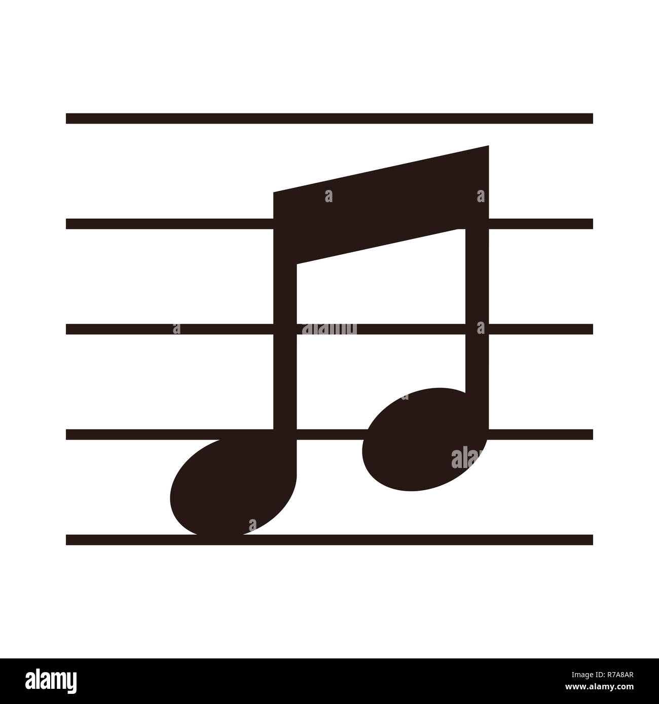 Music note on stave isolated on white backgorund Stock Photo - Alamy