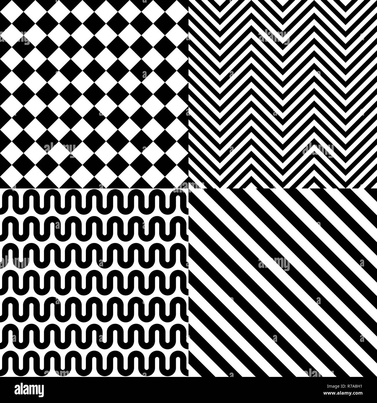 Seamless abstract pattern set in black and white Stock Photo - Alamy