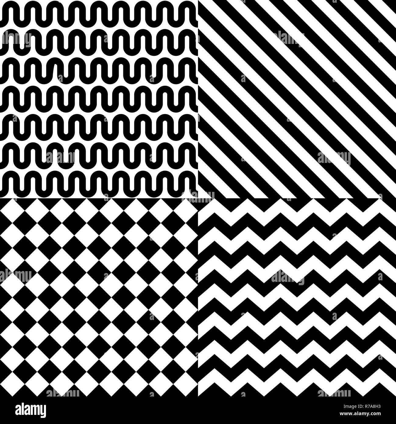 Seamless abstract pattern set in black and white Stock Photo - Alamy