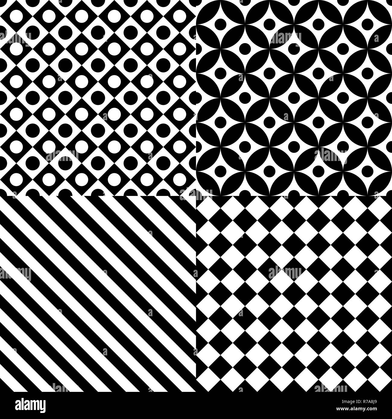 Seamless abstract pattern set in black and white Stock Photo - Alamy