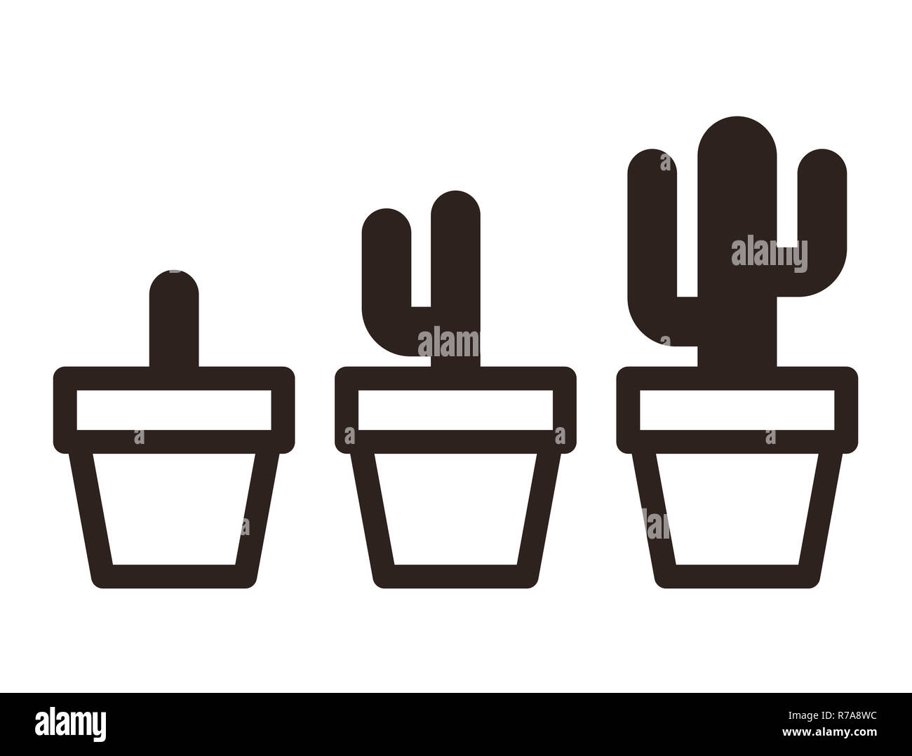 Cactus in pot set isolated on white background Stock Photo - Alamy