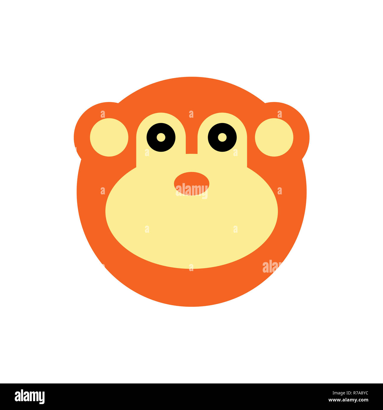 Monkey. Cartoon Animal Head isolated on white background Stock Photo ...