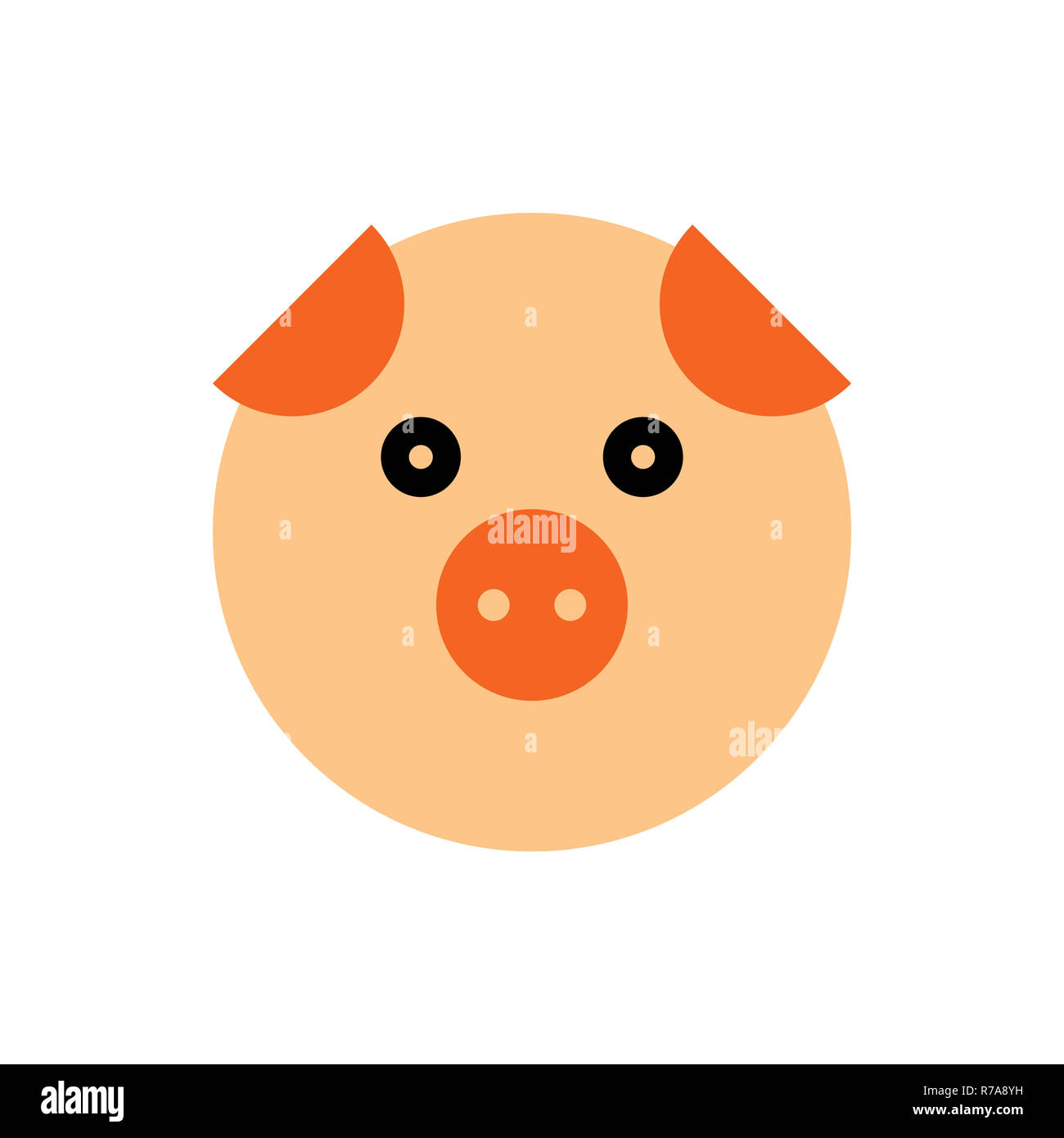 Pig.Cartoon Animal Head isolated on white background Stock Photo