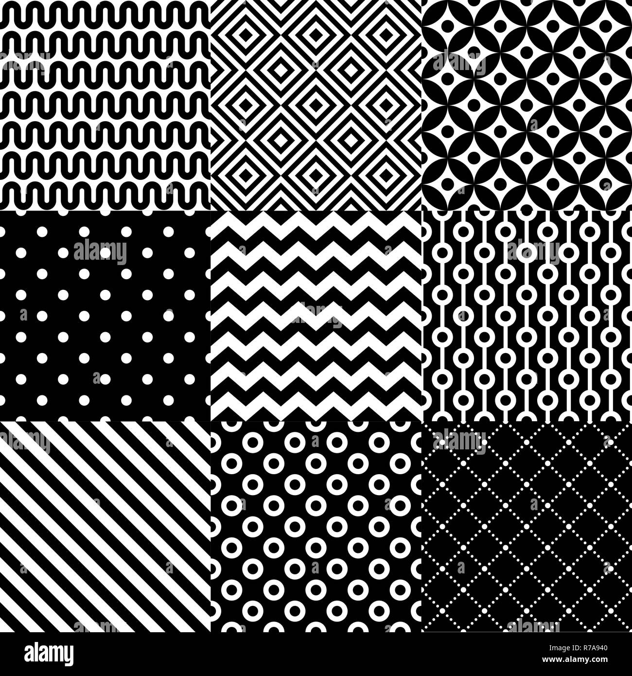 Seamless abstract pattern set in black and white Stock Photo - Alamy