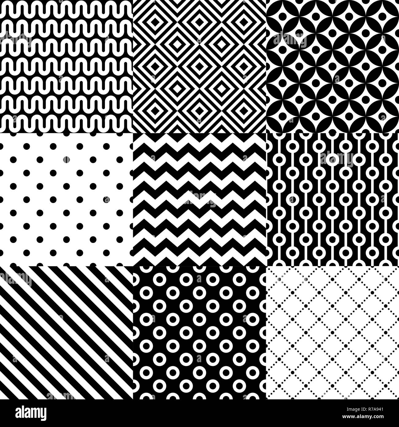 Seamless abstract pattern set in black and white Stock Photo - Alamy