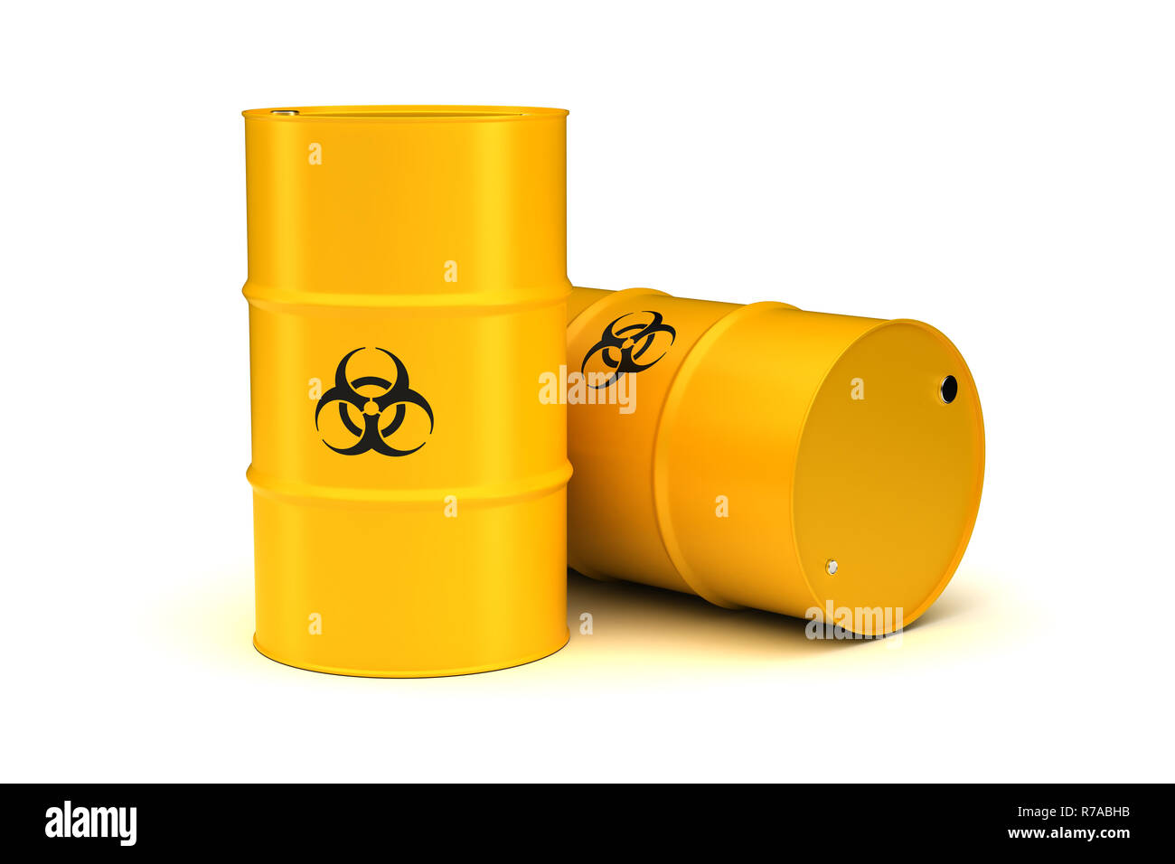 Yellow Biohazard Waste Barrels Stock Photo