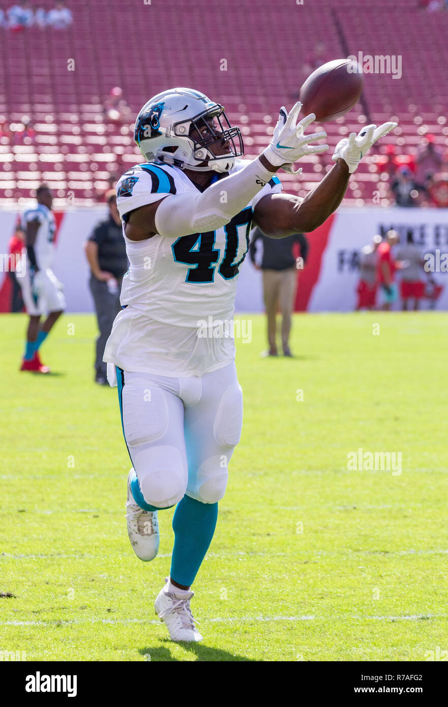 Charlotte, North Carolina, USA. 8th Sep, 2019. Carolina Panthers fullback  Alex Armah (40) scores a touchdown at Bank of America Stadium in Charlotte,  NC. Carolina Panthers quarterback Cam Newton (1) celebrates with