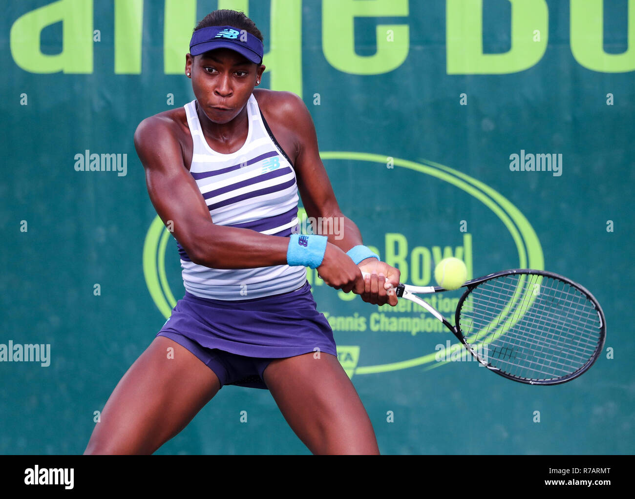 Plantation, Florida, USA. 08th Dec, 2018. Cori Gauff, from the USA, plays in the GS18 ...1300 x 1022