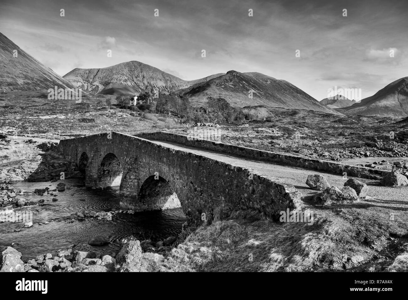 Old bridge over the river sligachan the black cuillin hills Black and