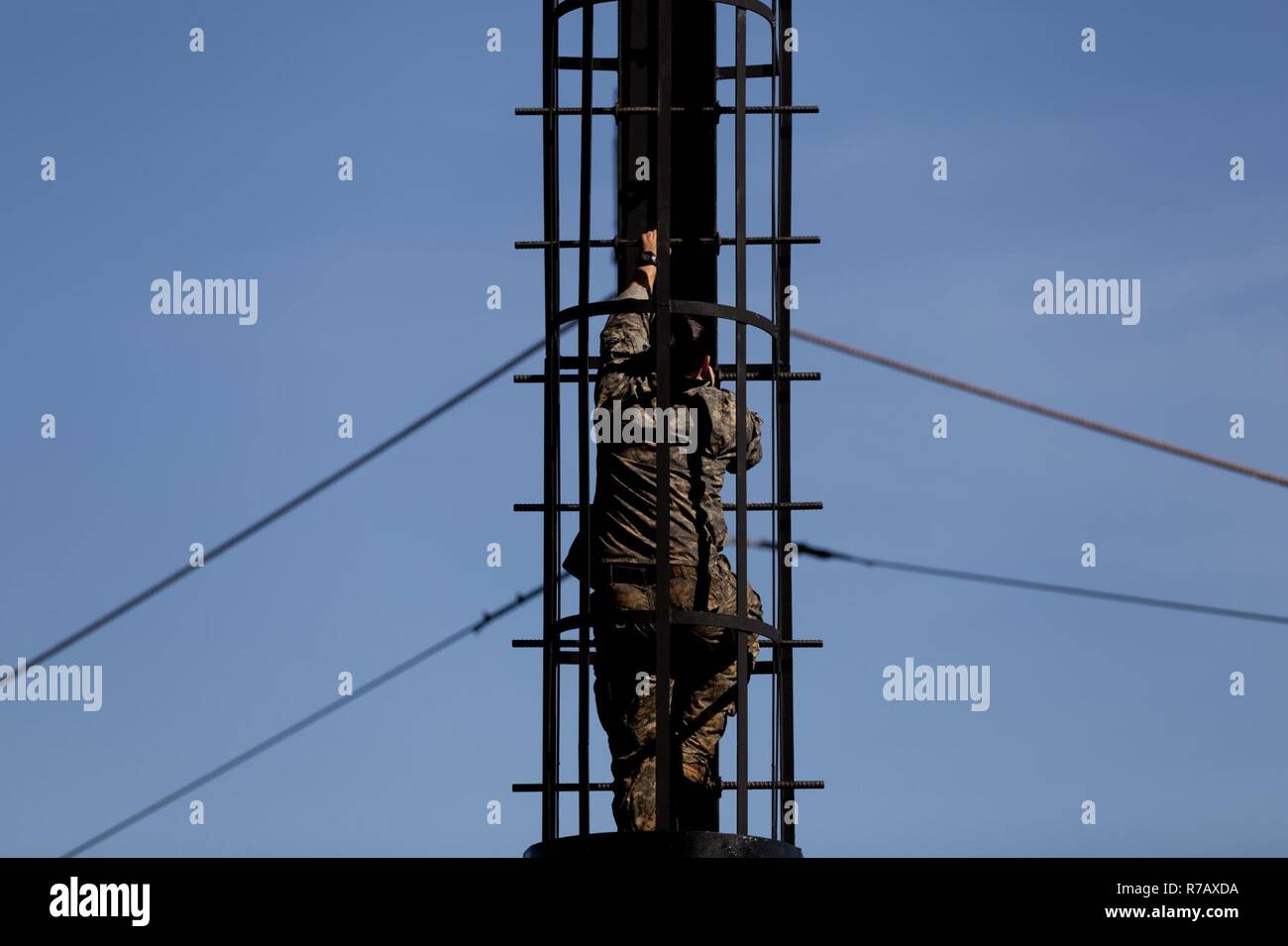 Army Ranger Ladder Man A U.S. Army Ranger climbs a ladder during the Best Ranger Competition ...