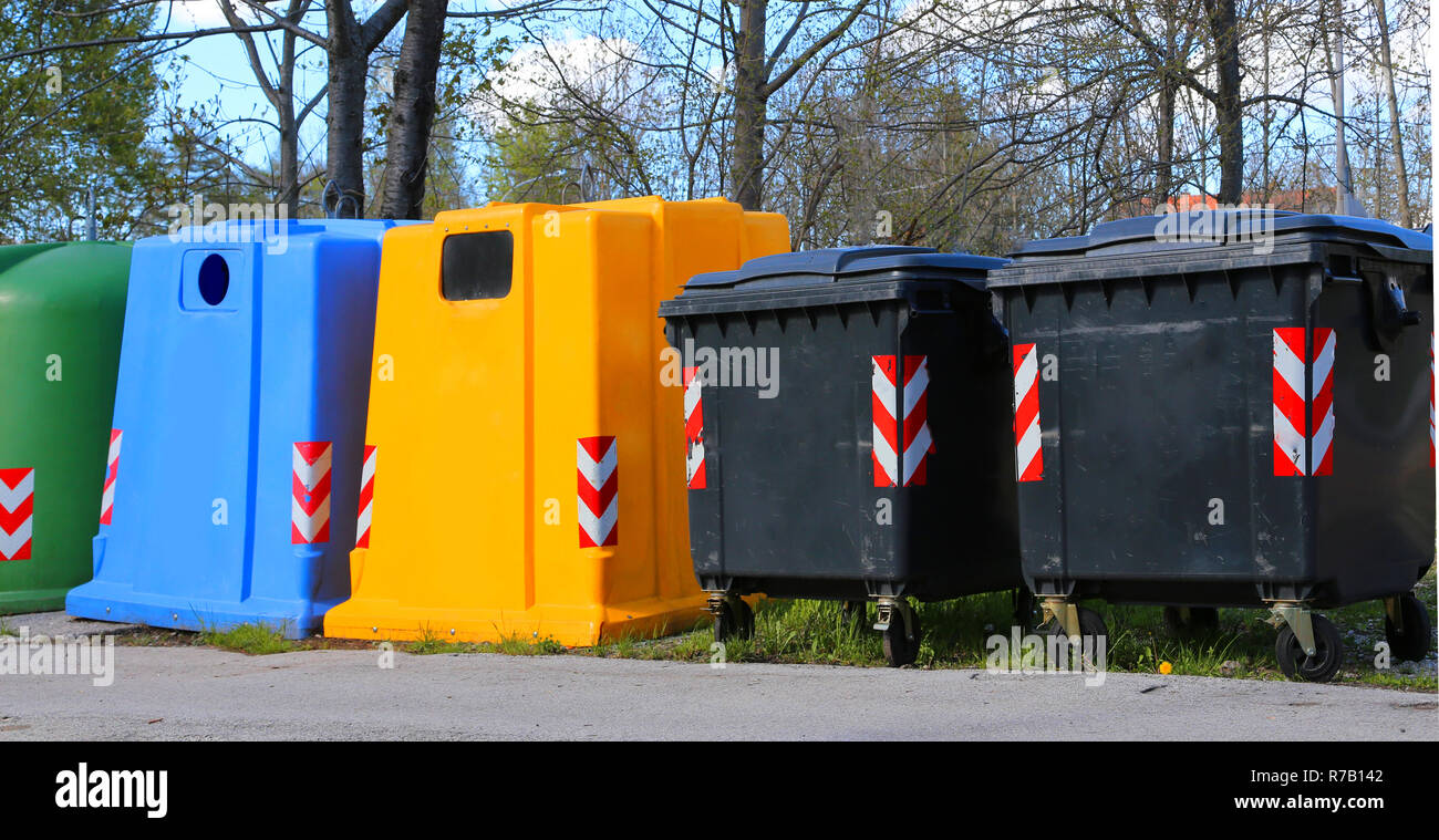 many containers and container for the collection of waste and