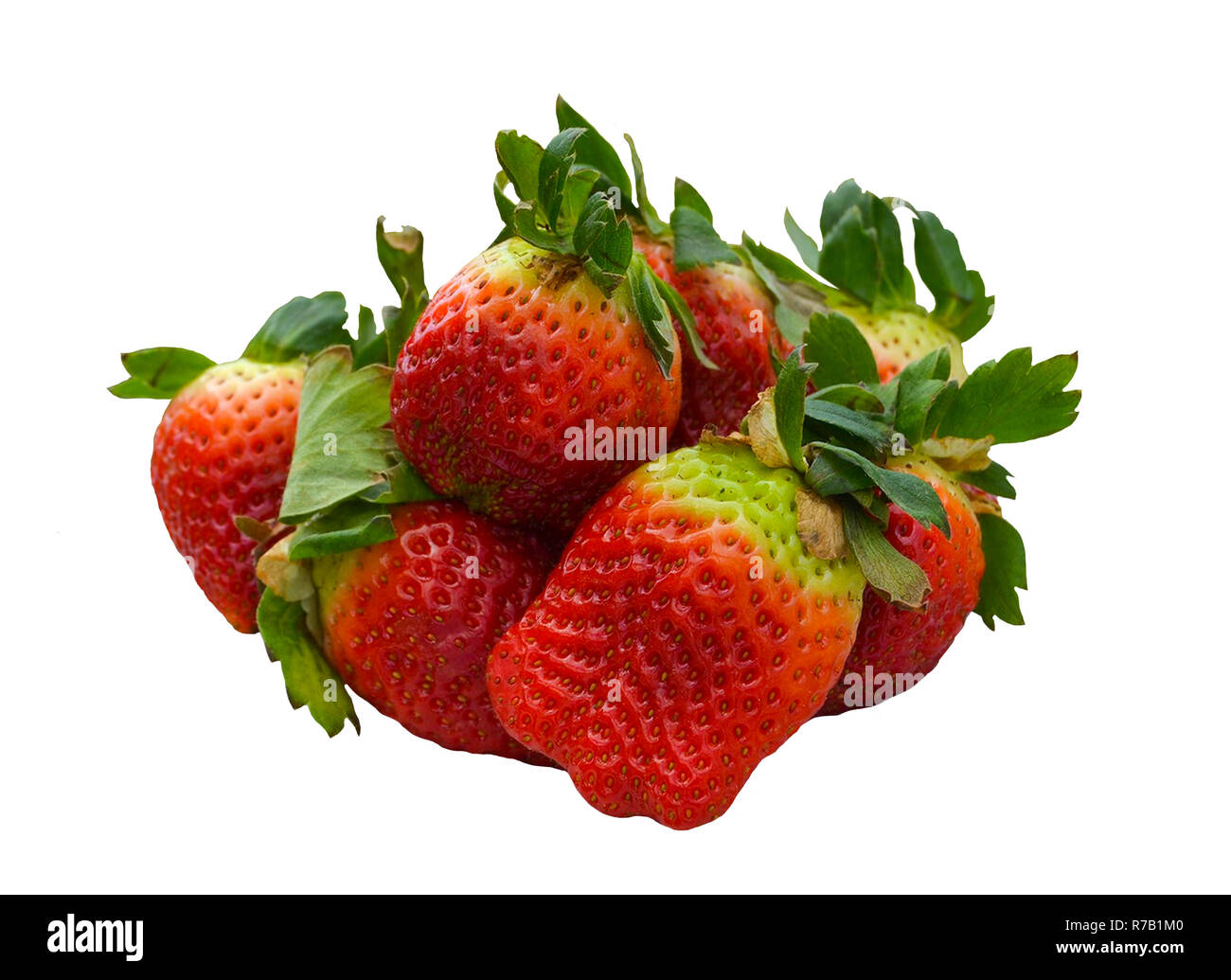 Ripe strawberries on white background Stock Photo - Alamy