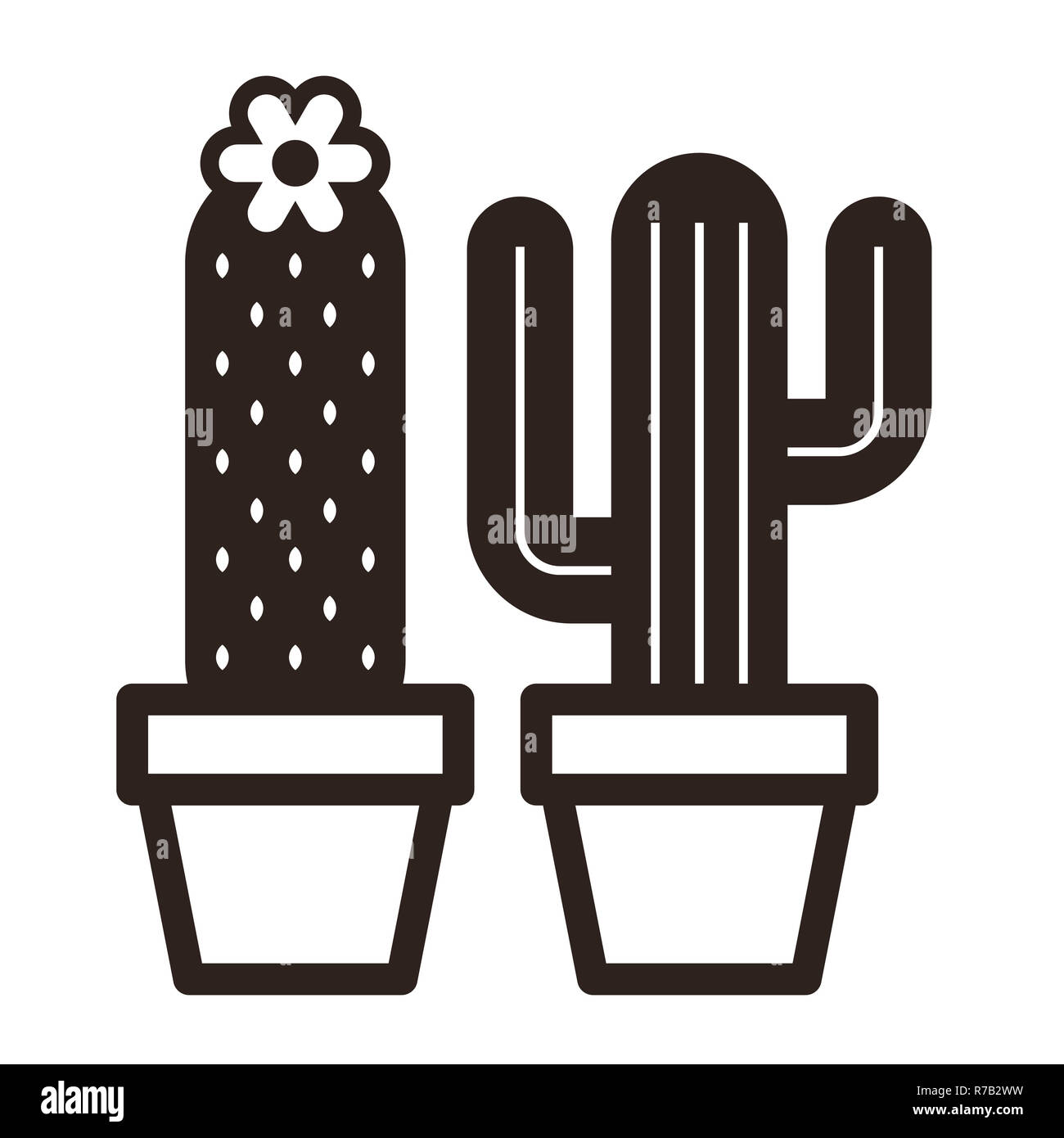 Cactus in pot set isolated on white background Stock Photo - Alamy