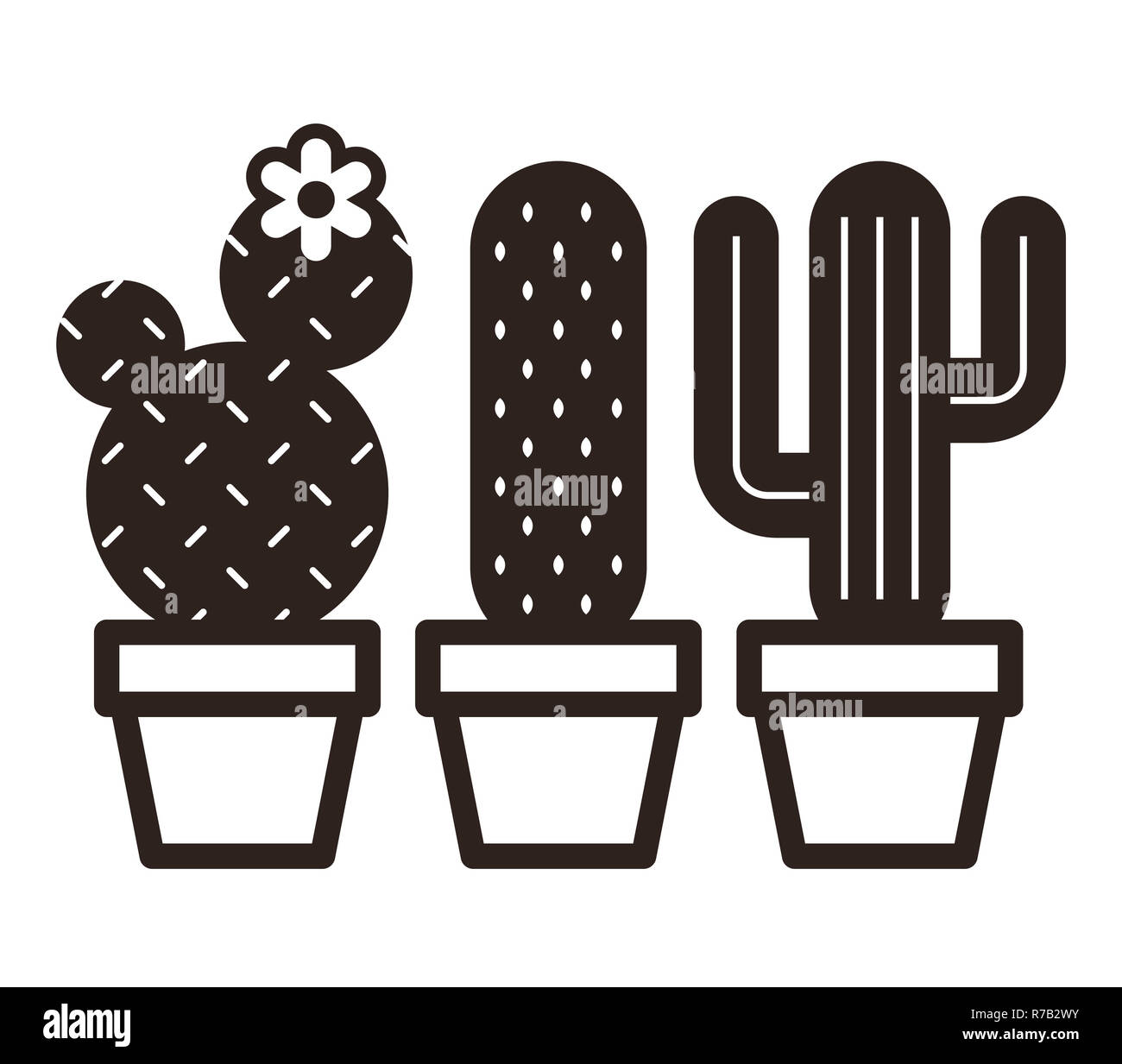 Cactus in pot set isolated on white background Stock Photo - Alamy