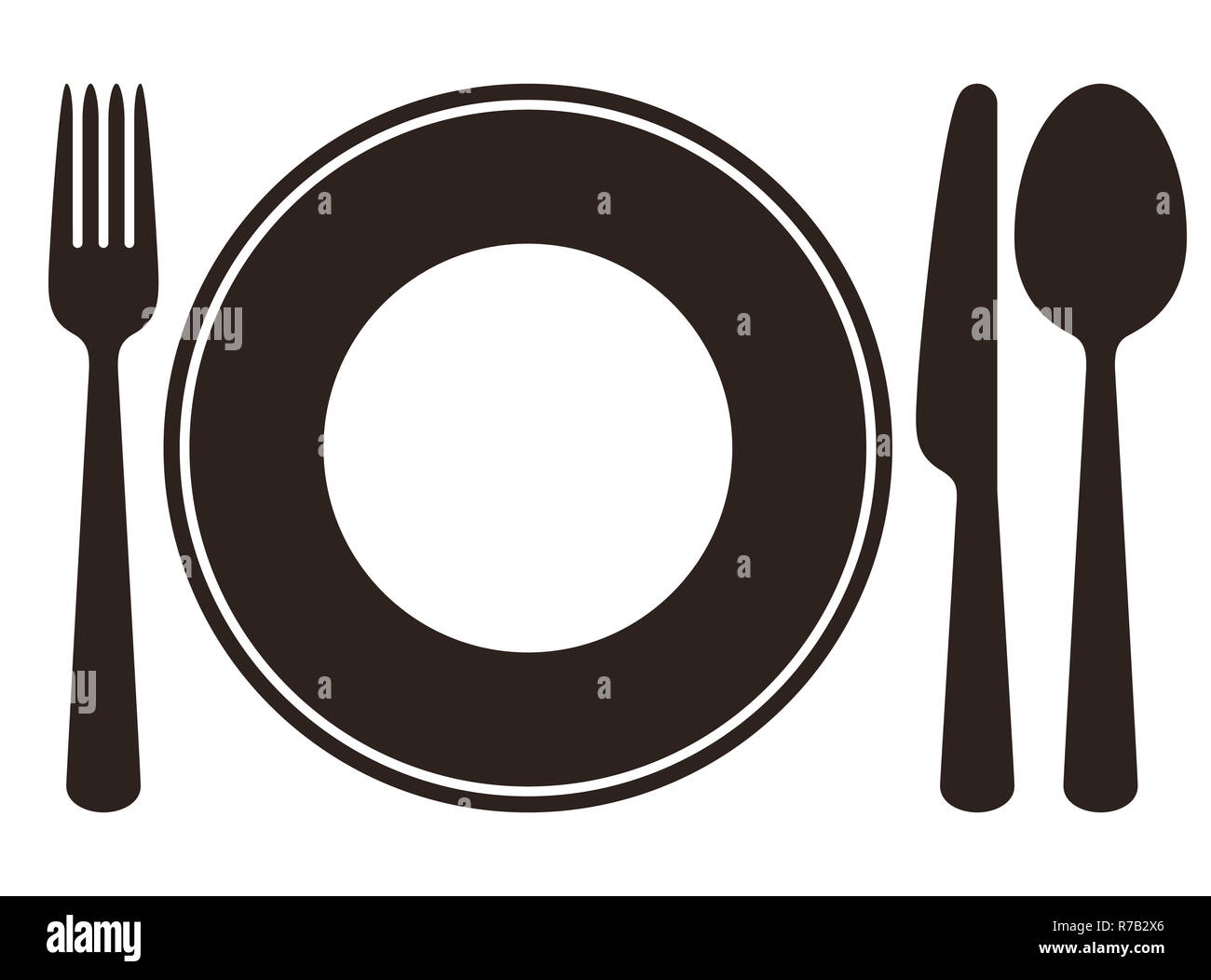 Plate, knife, spoon and fork isolated on white background Stock Photo ...