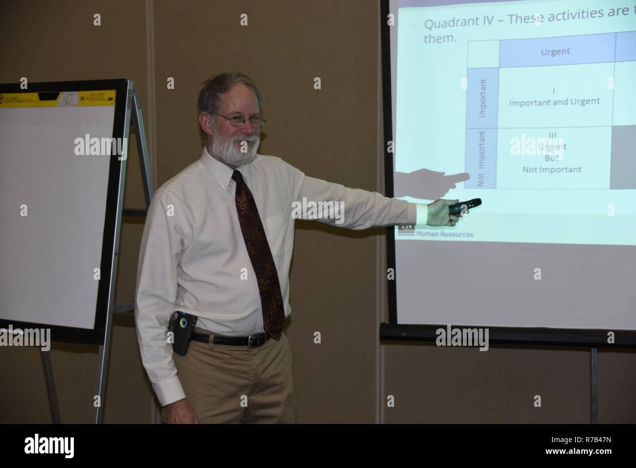 Clarksville native, Steve Chester, who is the learning facilitator supervisor for the Tennessee Adjutant General Leadership Academy,  instructs a class on time management during the Academy’s second summit meeting at Montgomery Bell State Park in Burns, Tenn., on April 11. ( Stock Photo