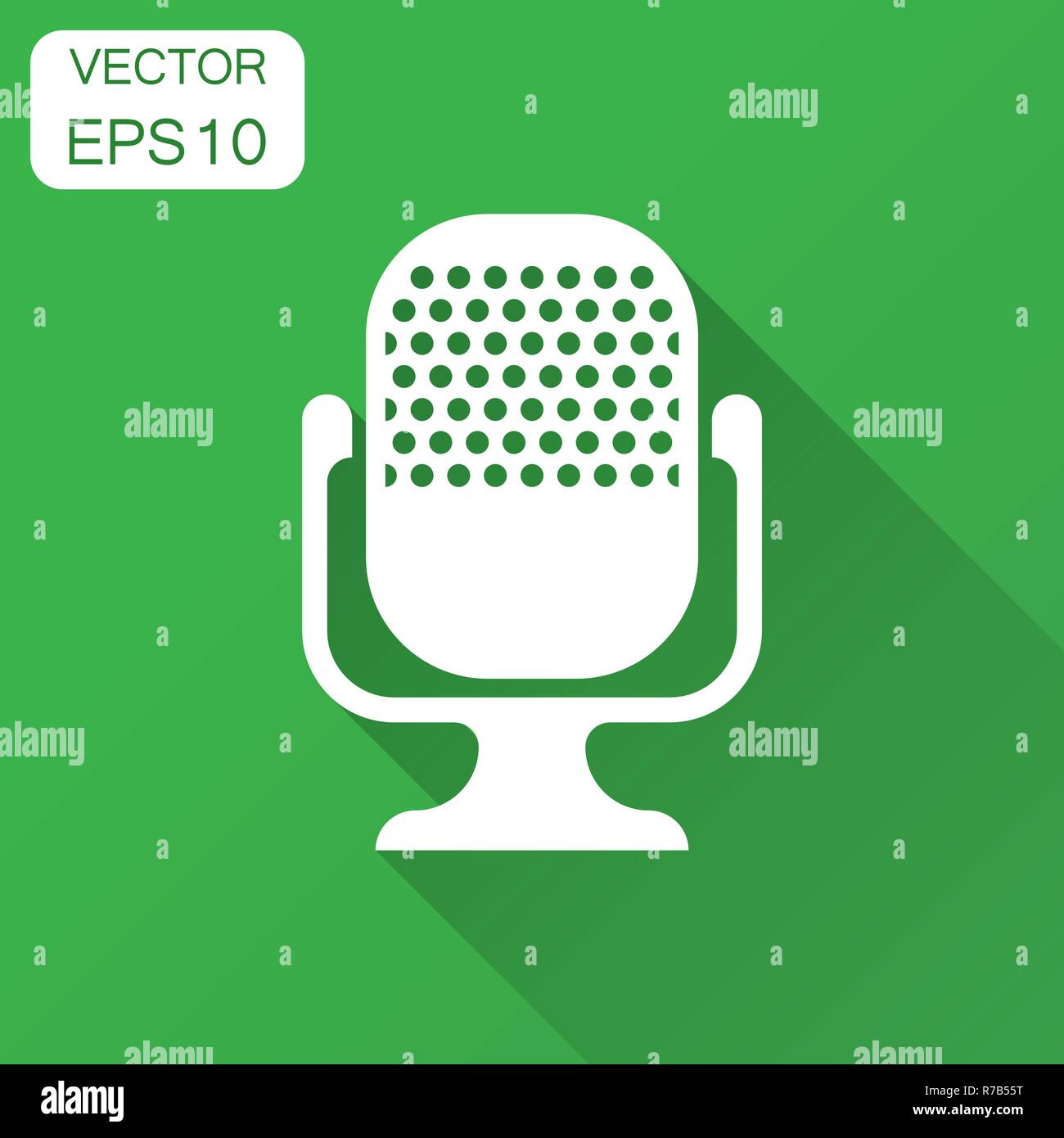 Microphone icon in flat style. Mic broadcast vector illustration with ...