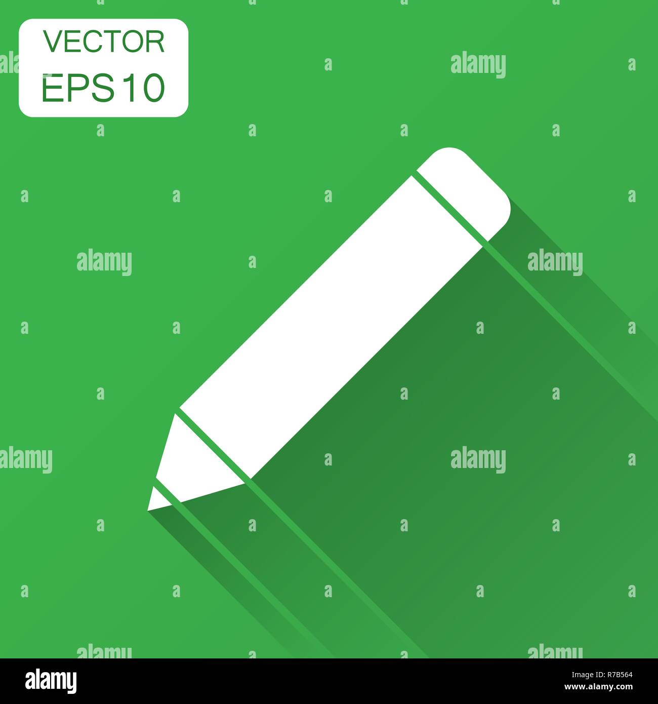 Pencil with rubber eraser icon in flat style. Highlighter vector ...