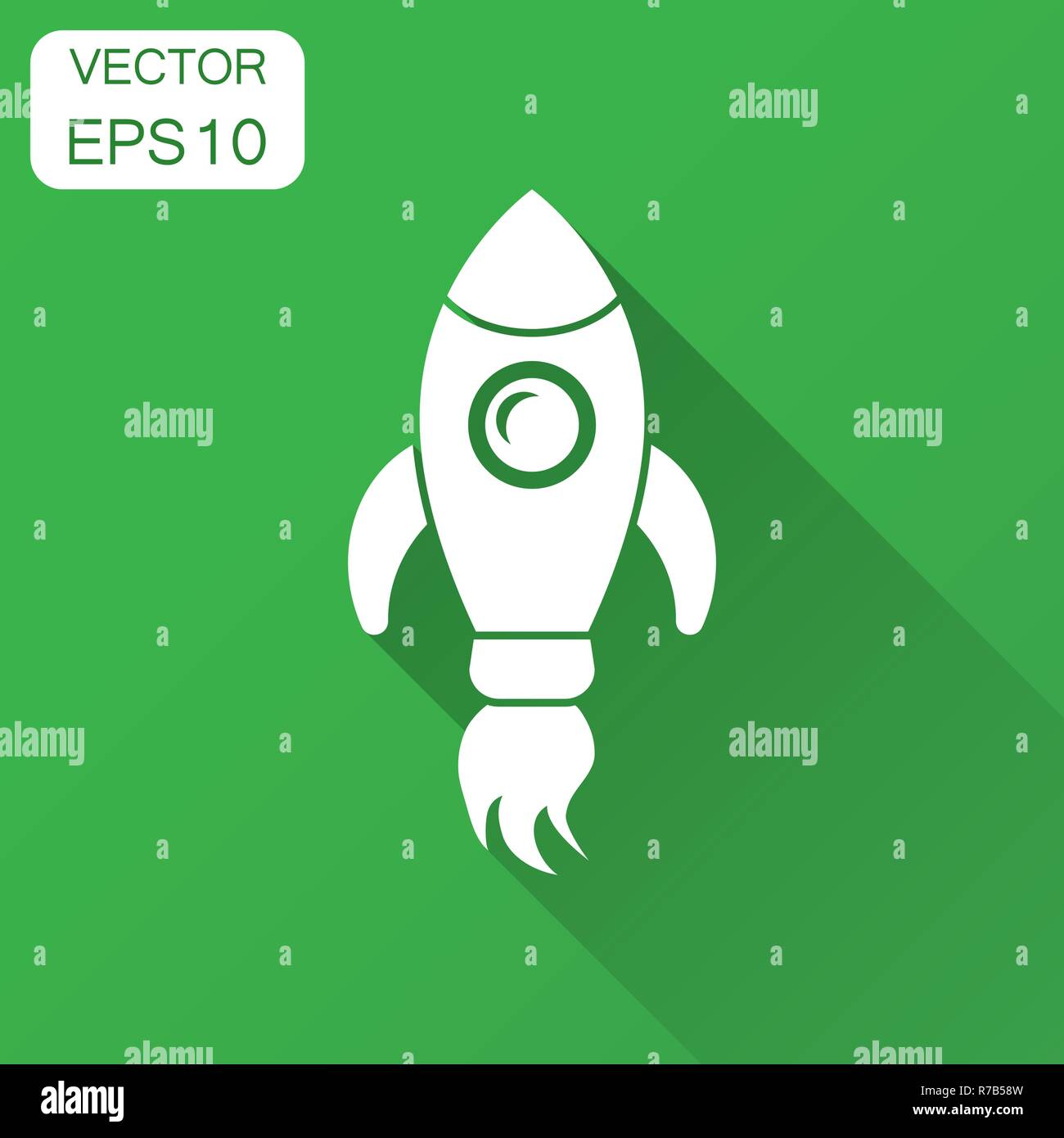 Rocket space ship icon in flat style. Spaceship vector illustration ...