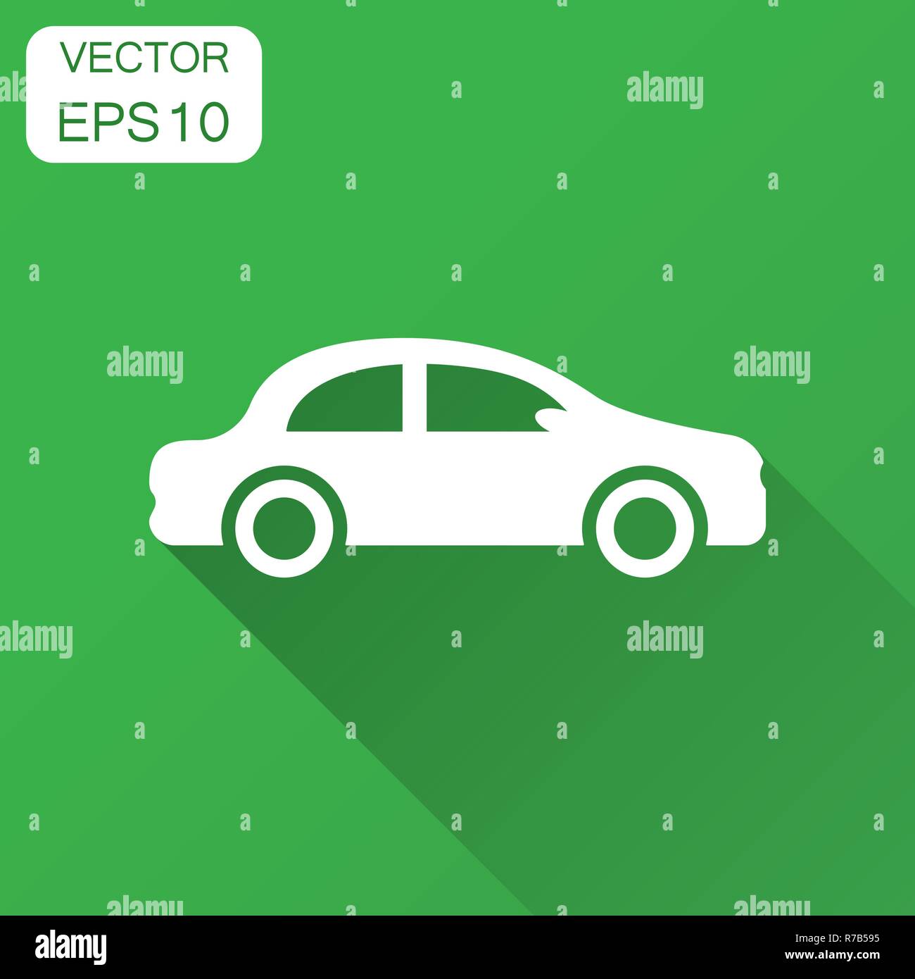 Car icon in flat style. Automobile car vector illustration with long ...