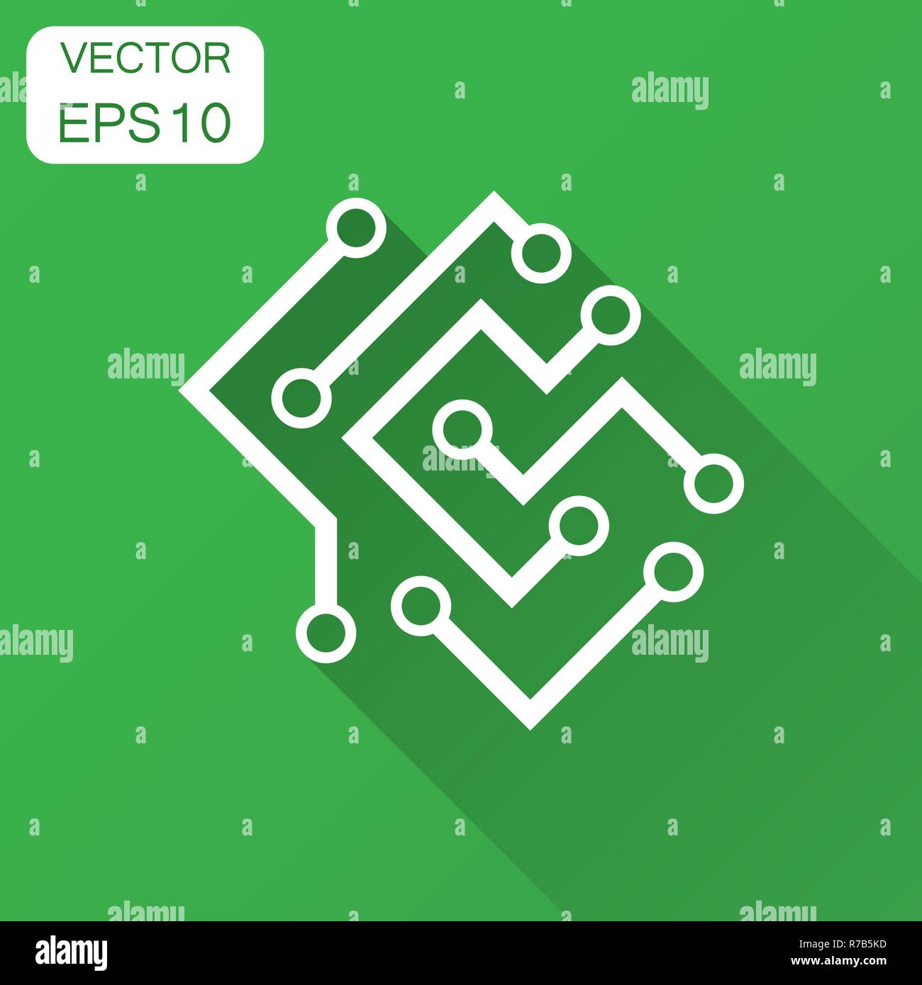 Circuit board icon in flat style. Technology microchip vector ...
